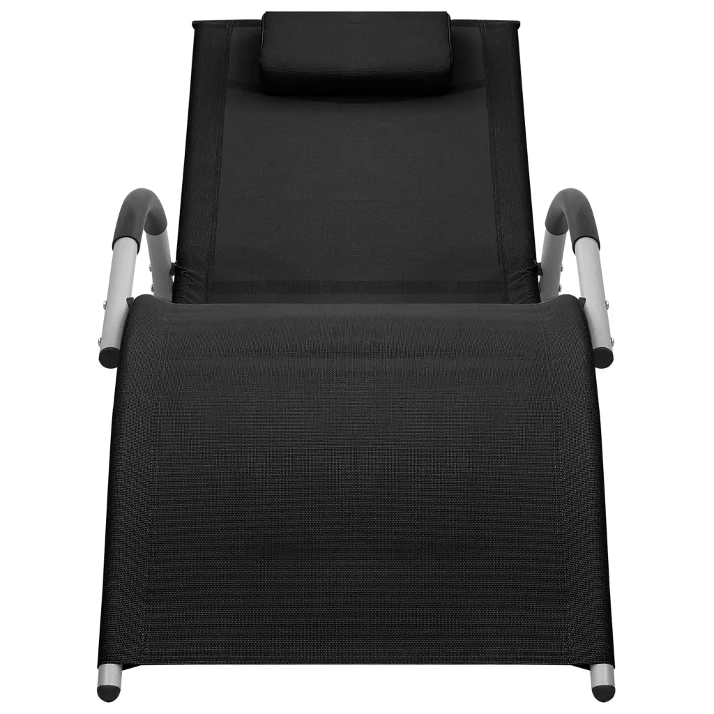 Lettino Prendisole in Textilene Nero e Grigio 310513