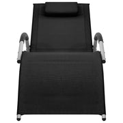 Lettino Prendisole in Textilene Nero e Grigio 310513