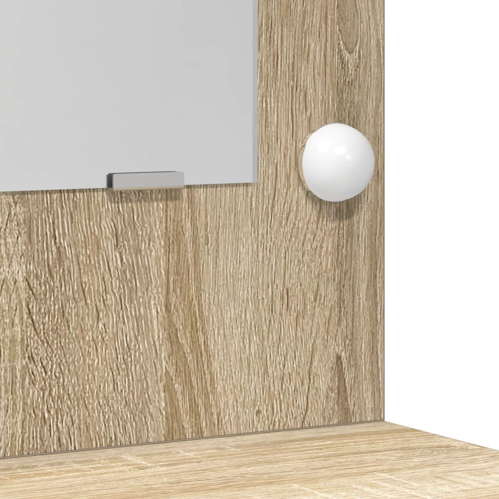 Set di 2 Pezzi per Vanity con LED in Legno Ingegnerizzato Rovere