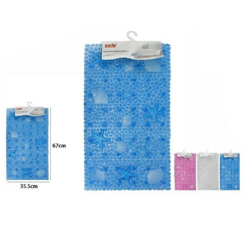 Trade Shop - Tappeto Tappetino Pvc Forme Marine Antiscivolo Vasca Bagno Doccia 67x36cm 59627 -
