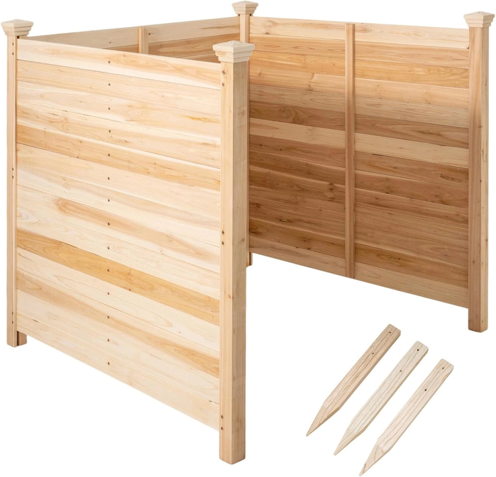 Recinzione Giardino, Recinto da Esterno a 3 Pannelli in Legno Massello, Schermo Ventilato Copri Bidoni, Condizionatore e Attrezzature, per Terrzza e Cortile, Naturale