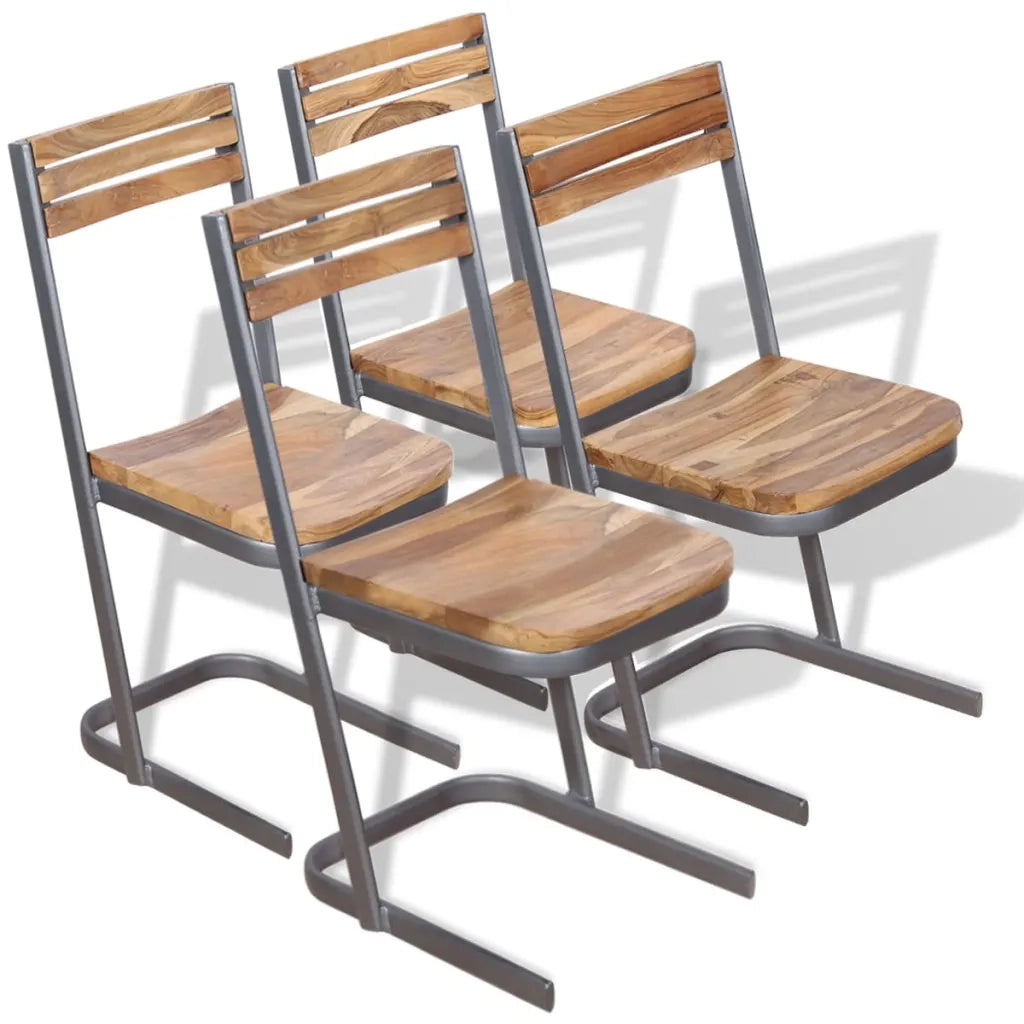 Sedie da Pranzo 4 pz n Legno Massello di Teak