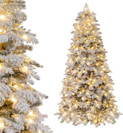 Albero di Natale Innevato 210 cm, Albero di Natale Artificiale con 320 Luci LED, 160 Palline, 806 Rami, 8 Modalità di Illuminazione, Decorazione Natalizia per Festa (210 cm)