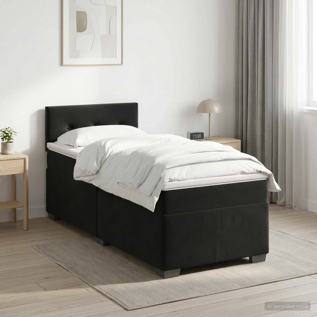 Letto box spring con materasso Nero 80 x 200 cm Velluto 3450604