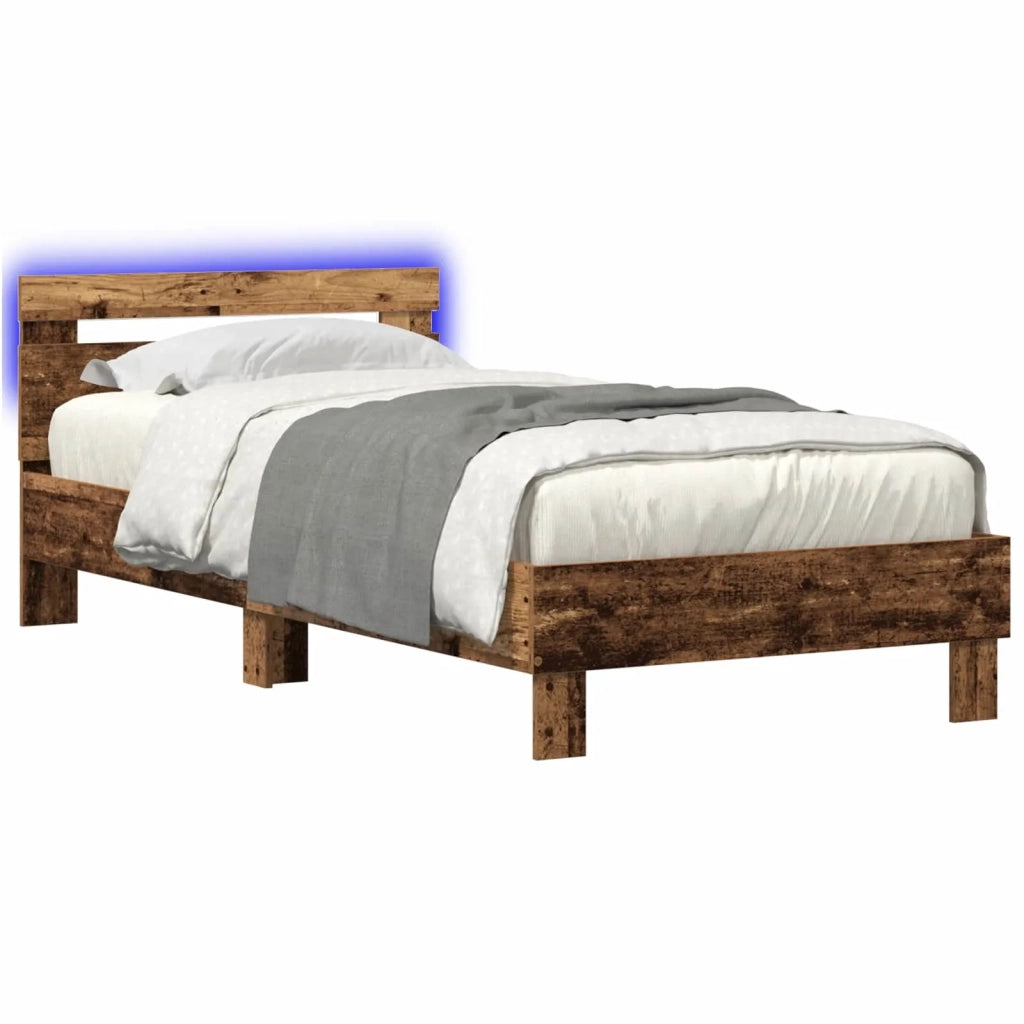 Letto con LED Legno antico 80 x 200 cm Legno ingegnerizzato 8008993