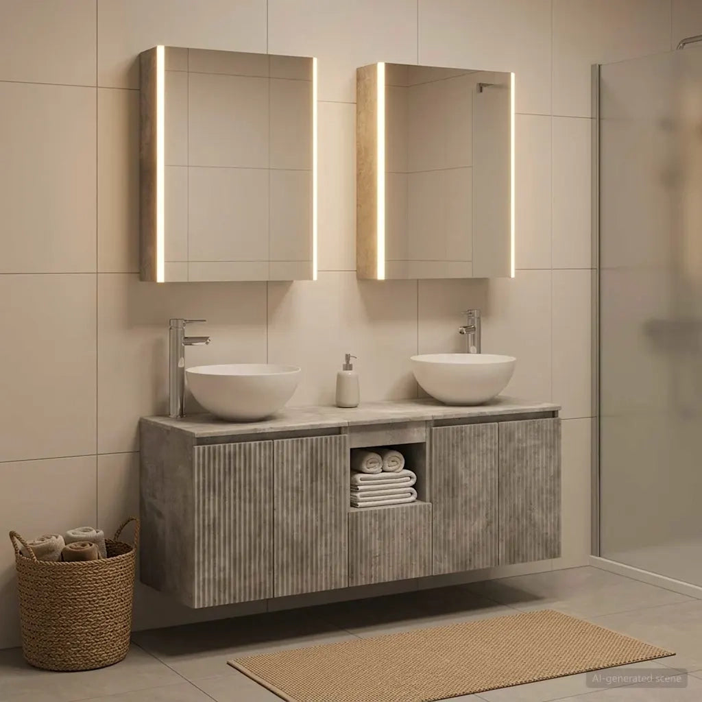 Set di Armadi da Bagno 5 pcs Grigio Cemento 53 x 15,5 x 70 cm 3406370