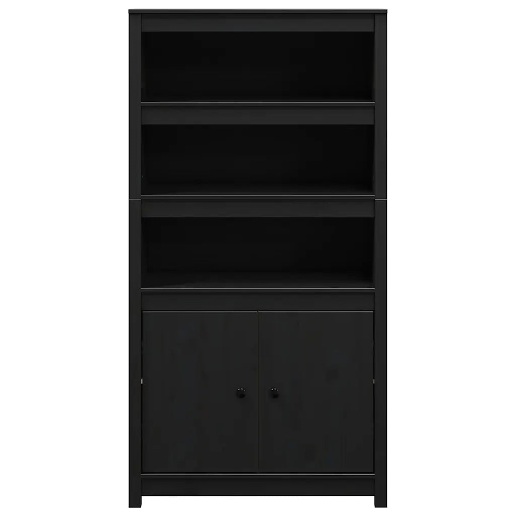 Credenza | Madia | Buffet da pranzo | Armadio da pranzo Nera 80x35x154 cm in Legno Massello di Pino
