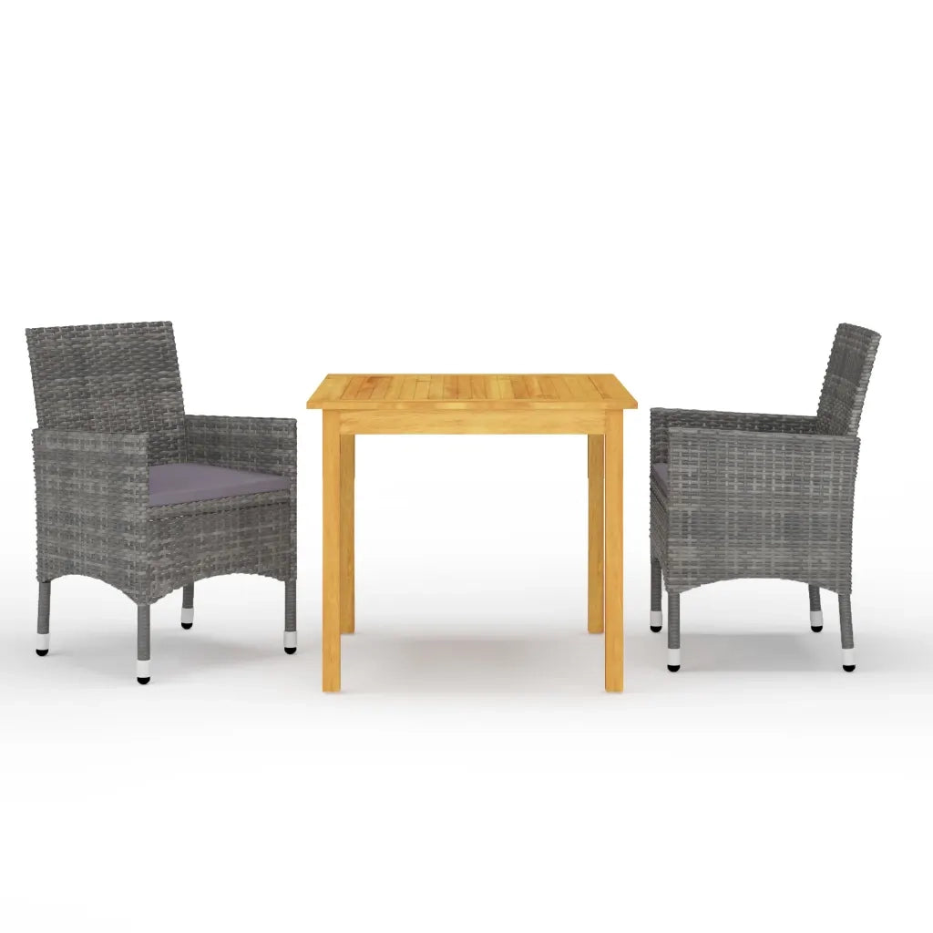 Set Mobili da Pranzo per Giardino 3 pz Grigio cod mxl 43749