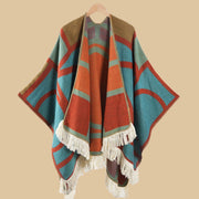 Sciarpa da viaggio da donna in stile vintage con frange, mantello esterno, cappa