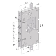 SERRATURA DA APPLICARE TRIPLICE PER PORTE BLINDATE SENZA NUCLEO '250' interasse pistoni 37 mm  - DX  - SECUREMME
