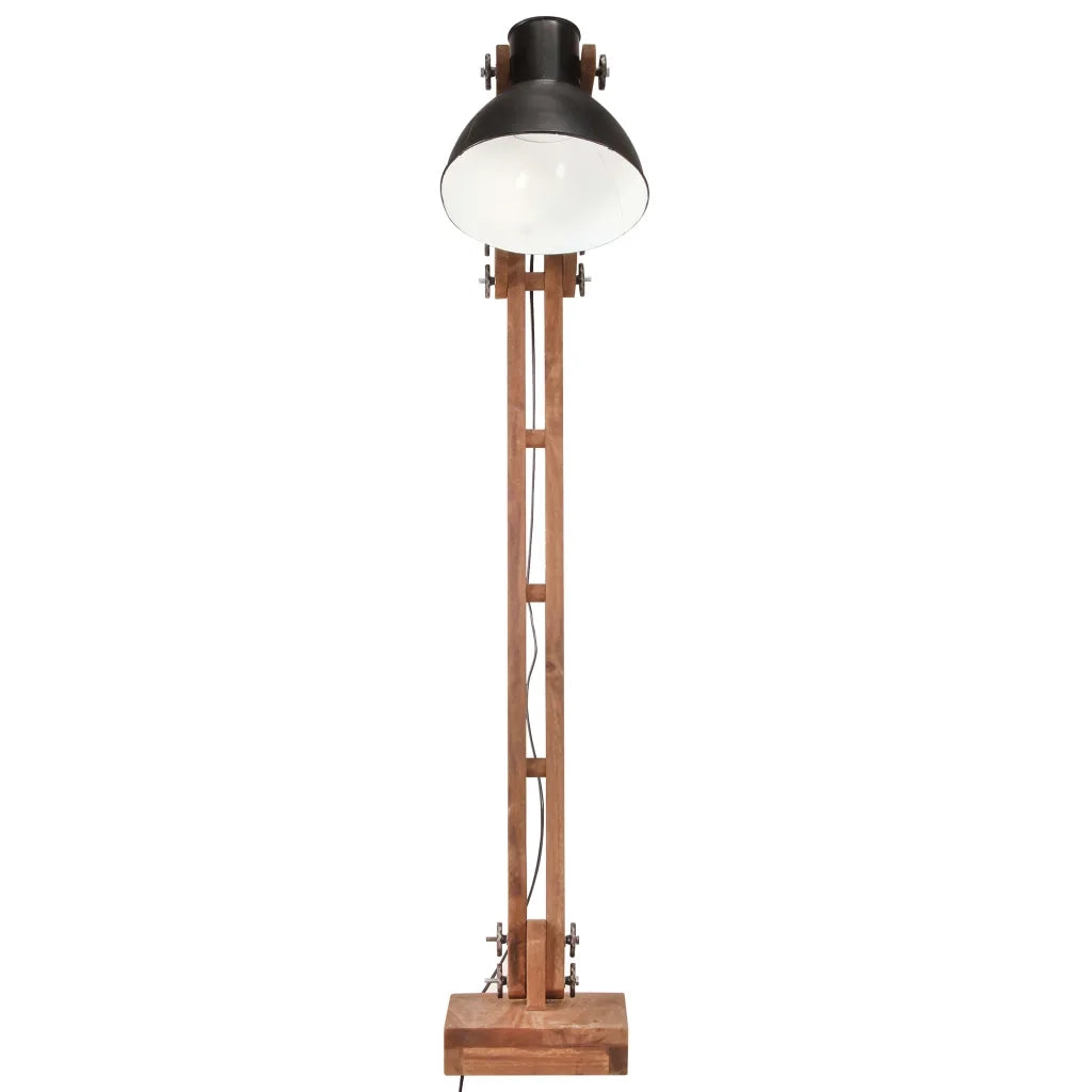 Lampada da Pavimento Nera in Legno Massello di Mango E27 320581