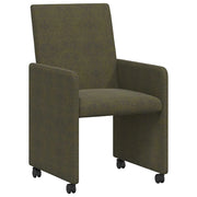Sedie da Pranzo con Ruote 2 pz | Sedie da cucina Verde militare 57 x 66 x 94 cm