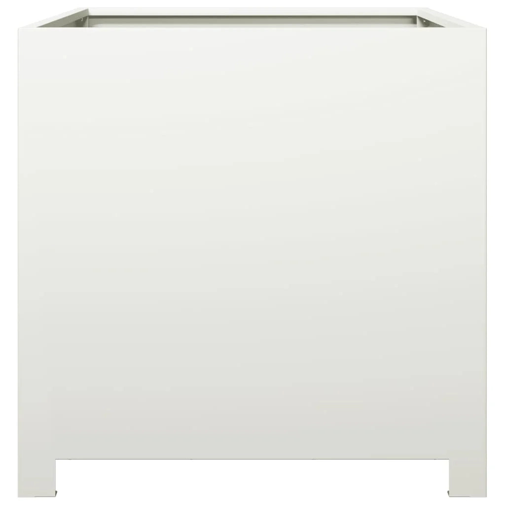 Fioriera rialzata per piante fiori terrazza giardino 50 x 50 x 50 cm acciaio bianco 02_0037653