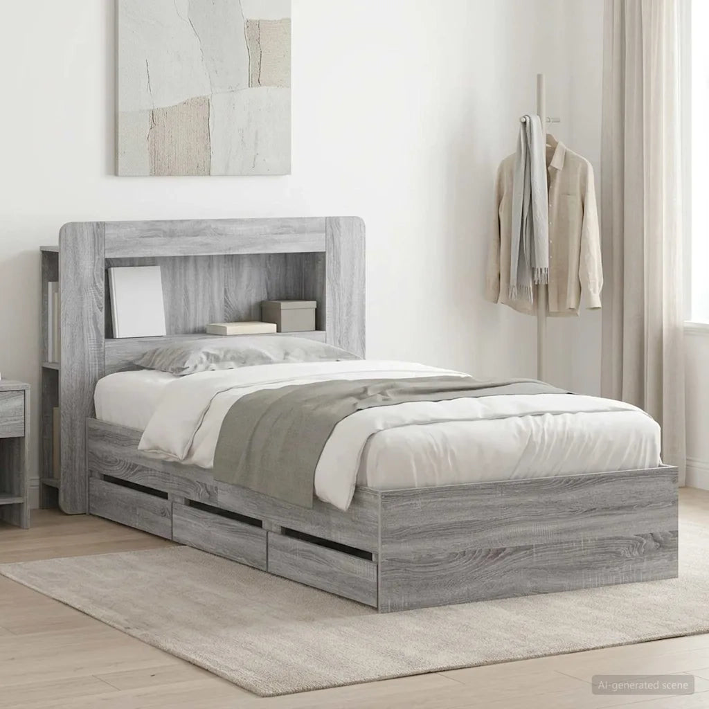 Telaio del letto con storage Sonoma grigio 100 x 200 cm 3434012