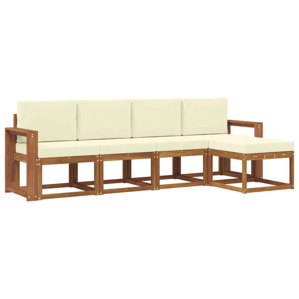 Set di divani da esterno con cuscino 5 pcs Naturale e Crema