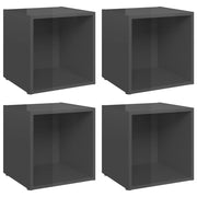 Mobili Porta TV 4pz-Credenza TV-Console TV Grigio Lucido 37x35x37 cm Legno Multistrato