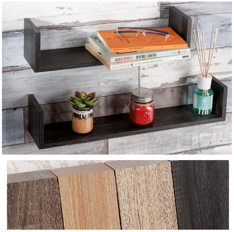 Set 2 mensole da muro parete in mdf knoll 4 colori 40 + 51 cm 4 Colori