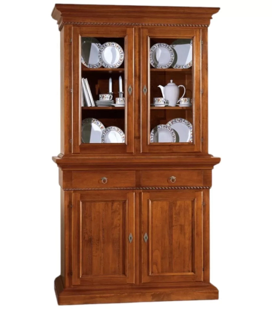 Cristalliera 2 porte in legno noce arte povera 135x50x228 (601+602) - Mobili 2G