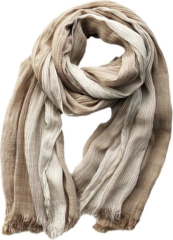 Omslagdoek per esterno per stagioni primaverile e autunnali - omslagdoek morbido e caldo - omslagdoek lungo in cotone con pizzo - sciarpa a strisce in cotone e lino - unisex (75 x 190 cm) - Khaki - 190*75cm