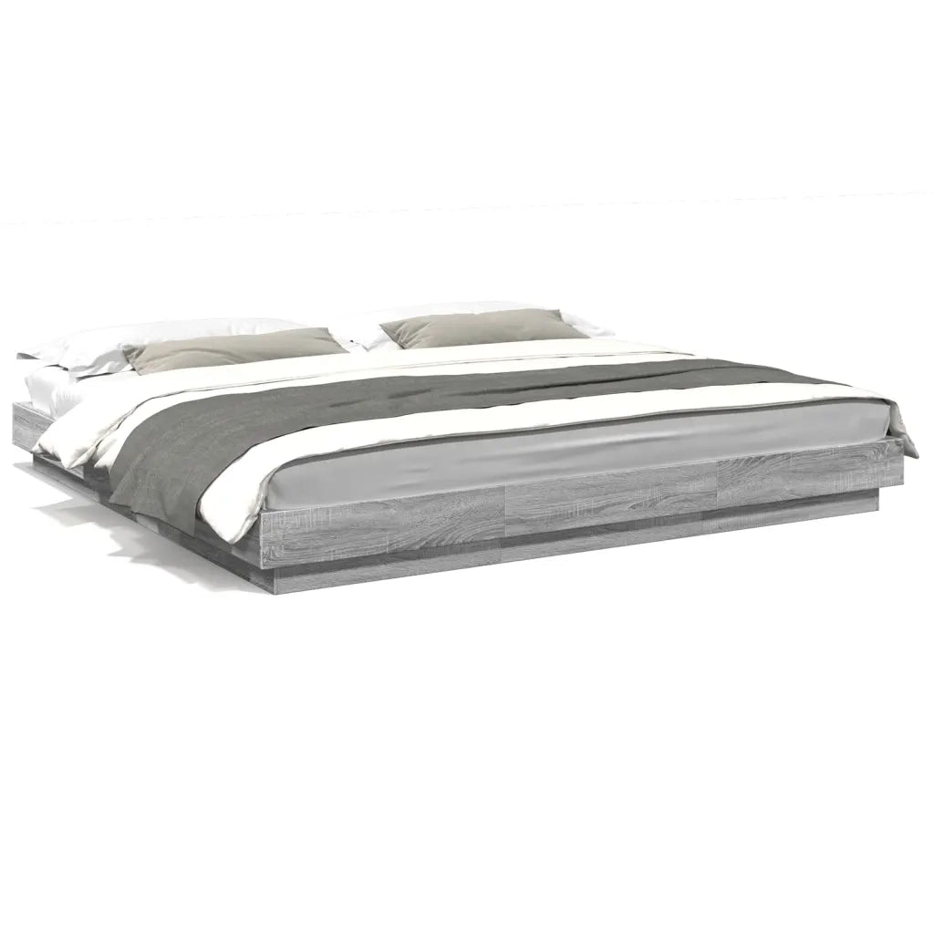 Letto matrimoniale | Letto per adulti | Giroletto Grigio Sonoma 180x200 cm in Legno Multistrato