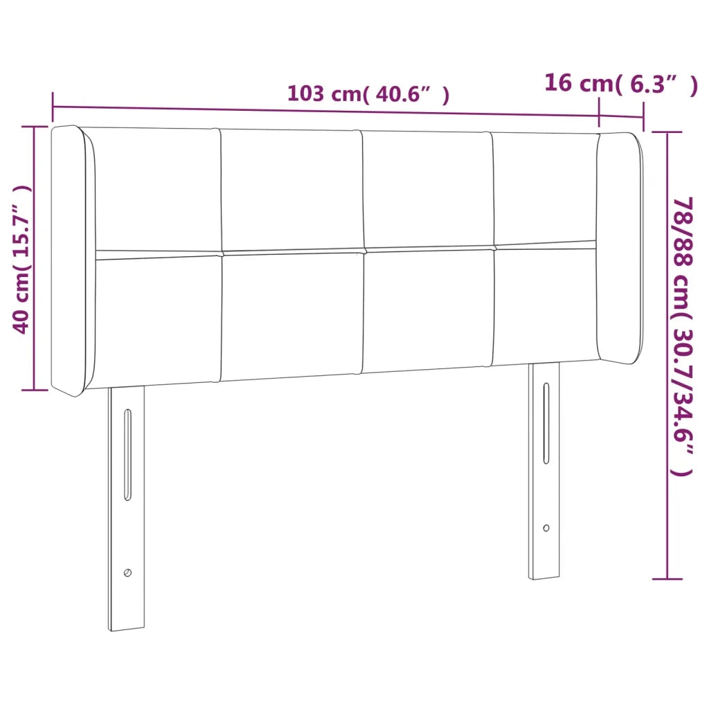 Testiera a LED-Testata con LED Rosa 103x16x78/88 cm in Velluto 400879