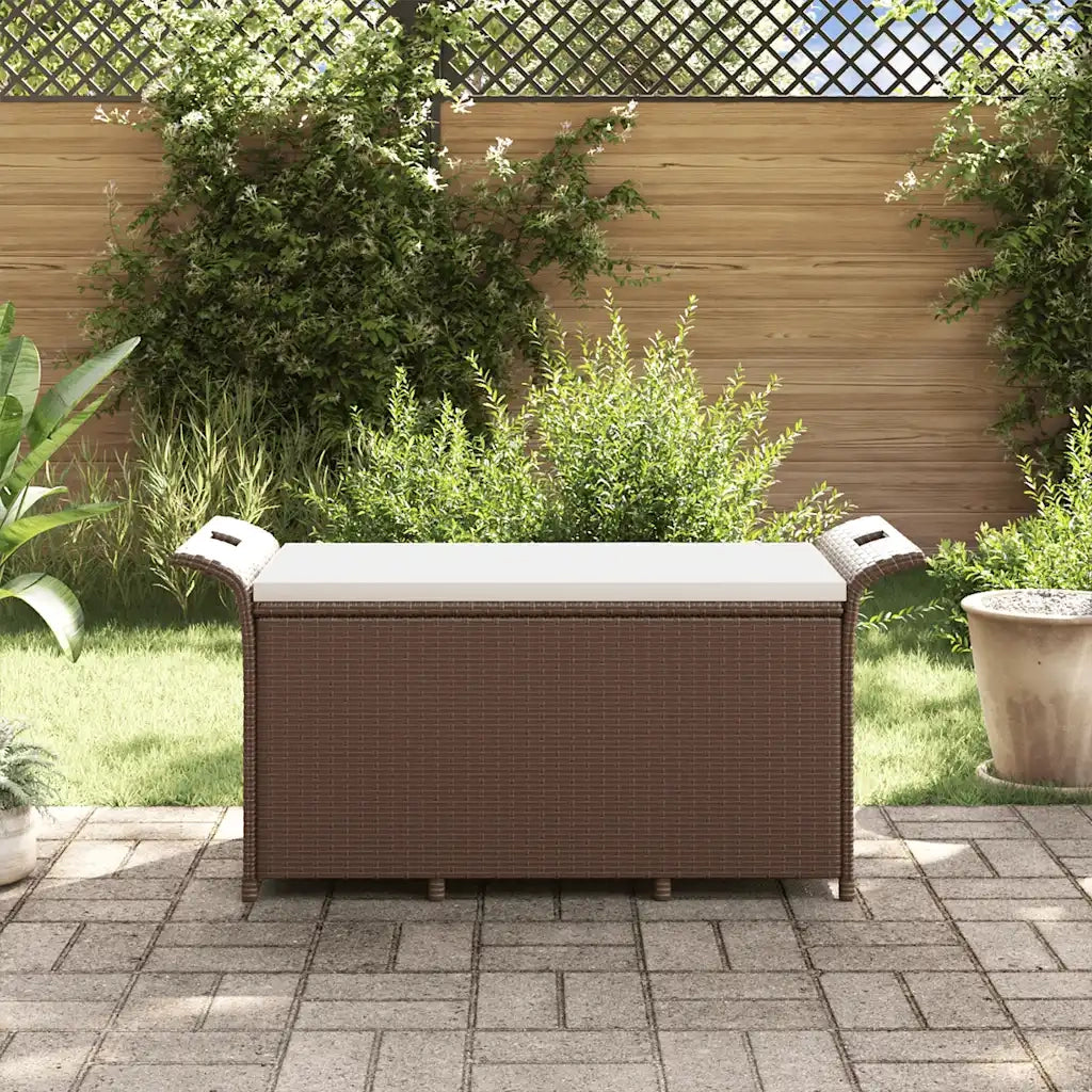 Panca da Giardino con Cuscino Marrone 116x46x57cm in Polyrattan 363416