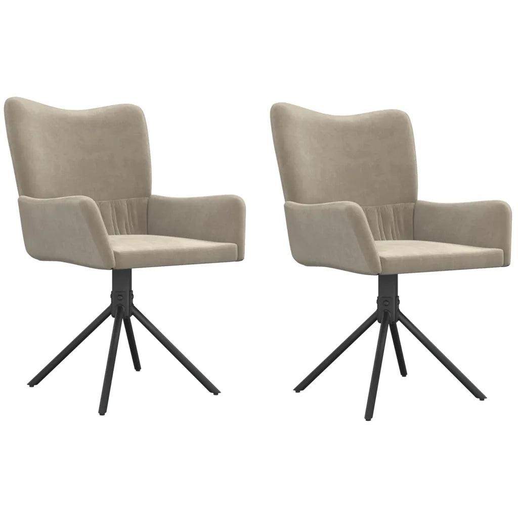 Sedie da Pranzo Girevoli 2 pz Grigio Chiaro in Velluto cod mxl 10126