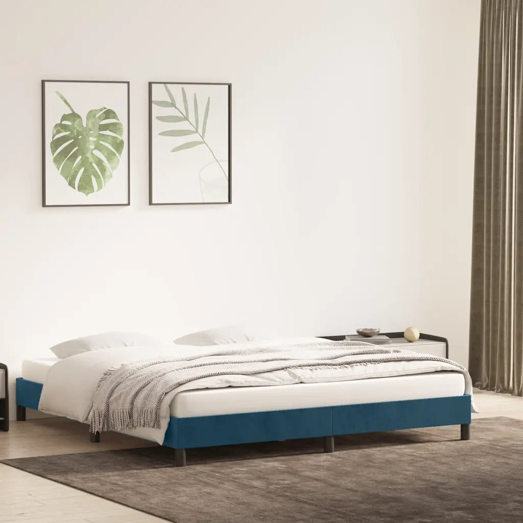 Giroletto senza Materasso Blu Scuro 180x210 cm in Velluto 4101371