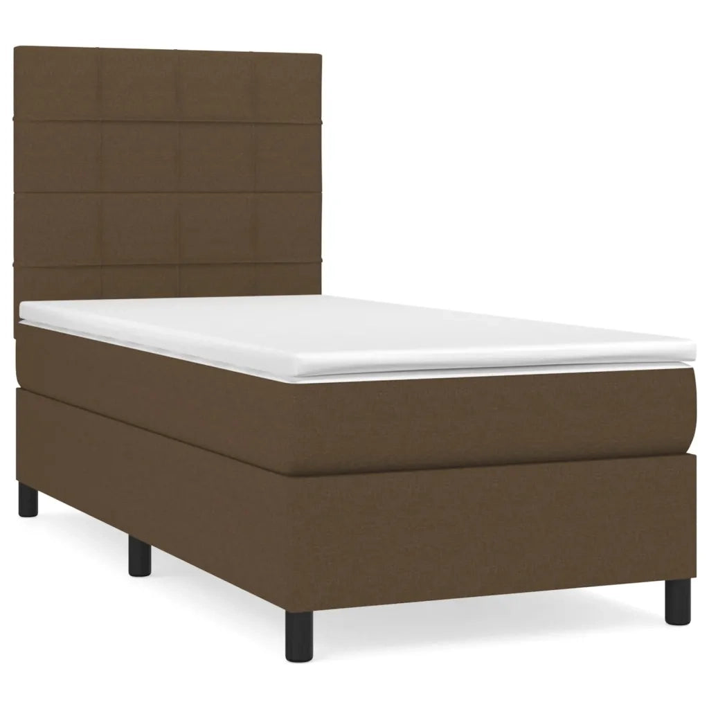 Giroletto a Molle con Materasso-Struttura Letto Marrone Scuro 80x200 cm Tessuto 632527