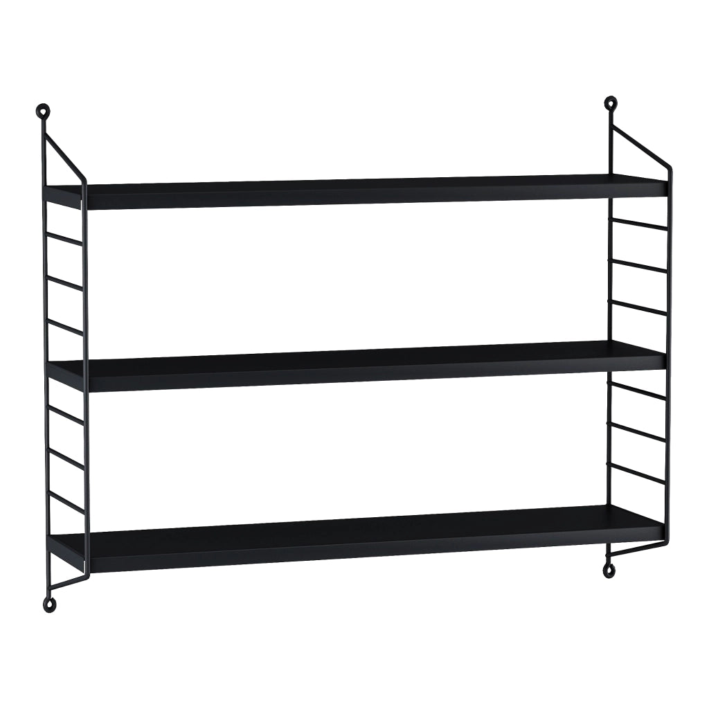 Set di 2 Scaffali da Parete Strängnäs a 3 Ripiani Regolabili  50 x 60 x 15 cm Acciaio Nero [en.casa]