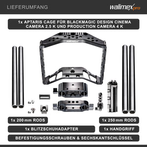 Aptaris Blackmagic Cinema Set Video Cage Rig System (incl. modulo asta 15mm) per BMC