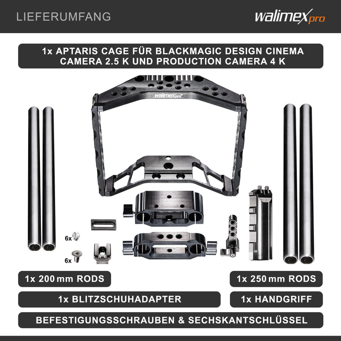 Aptaris Blackmagic Cinema Set Video Cage Rig System (incl. modulo asta 15mm) per BMC