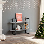 Libreria 2 Ripiani-Scaffale per Libri-Mobile di Stoccaggio Grigio Cemento 100x30x70cm Legno Multistrato