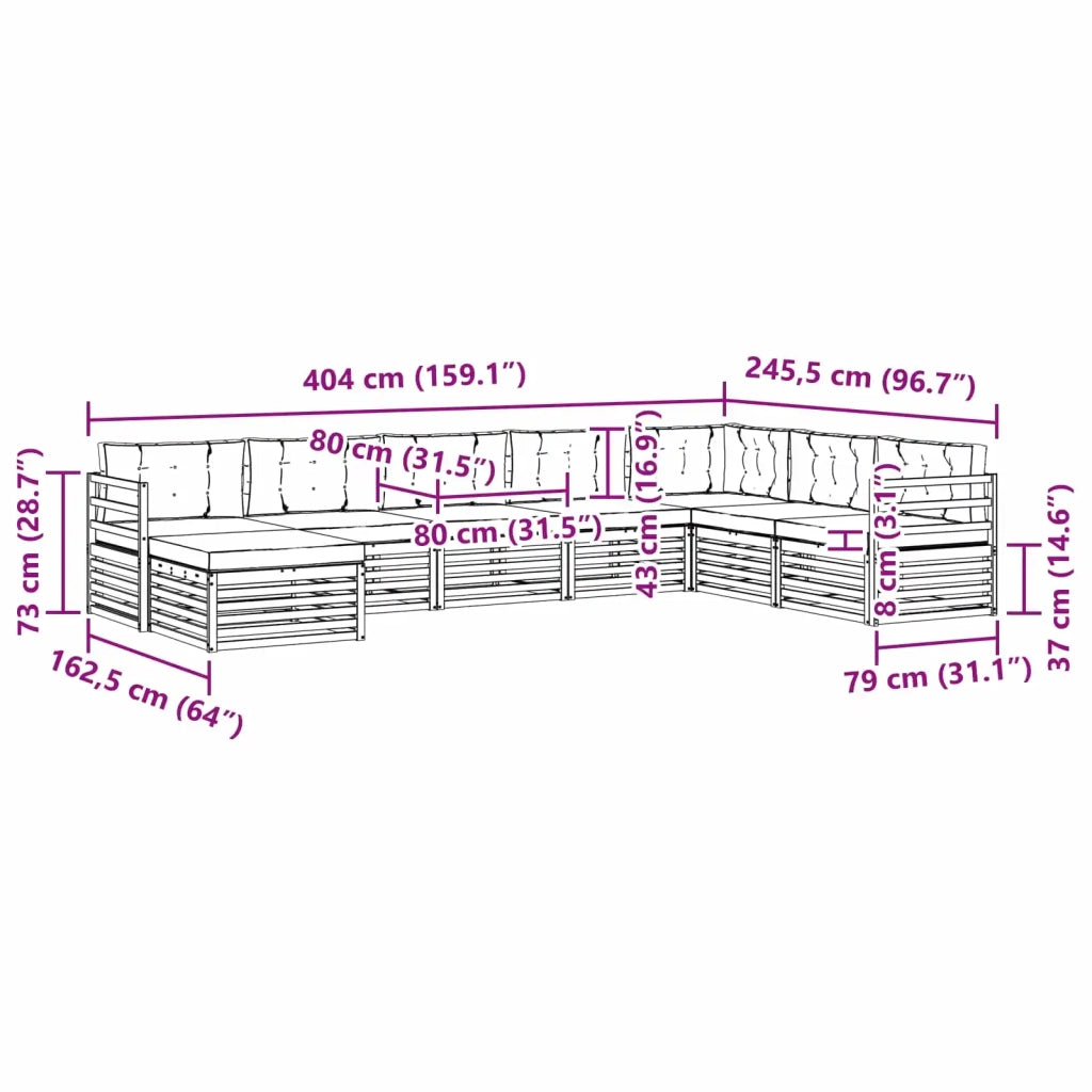Set di divani da esterno 8 pz Bianco e Antracite Poliestere 3390947