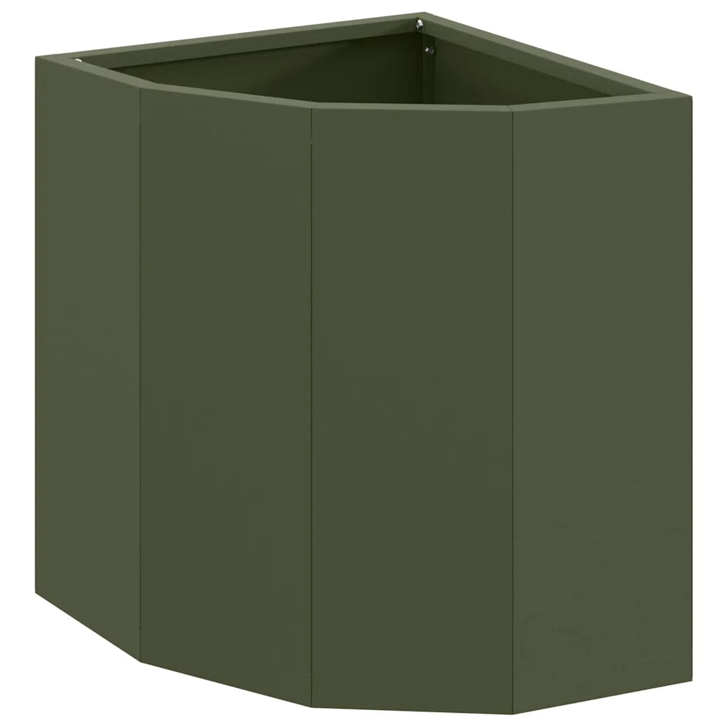 Vaso d'angolo-Fioriera-Contenitore per Piante Oliver verde 30 x 30 x 35 cm Acciaio