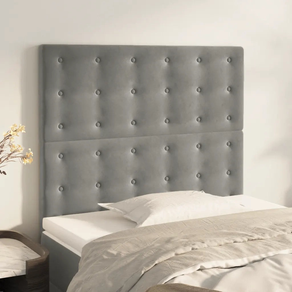 Testiera 2 pz Grigio Chiaro 80x5x78/88 cm in Velluto