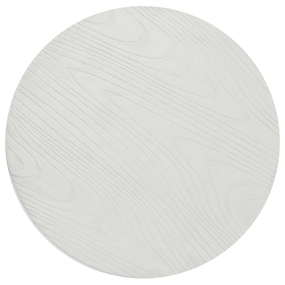 Tappeto in pelliccia sintetica di coniglio, bianco sporco, in poliestere, 160 cm rotondo morbido, a pelo lungo, motivo geometrico