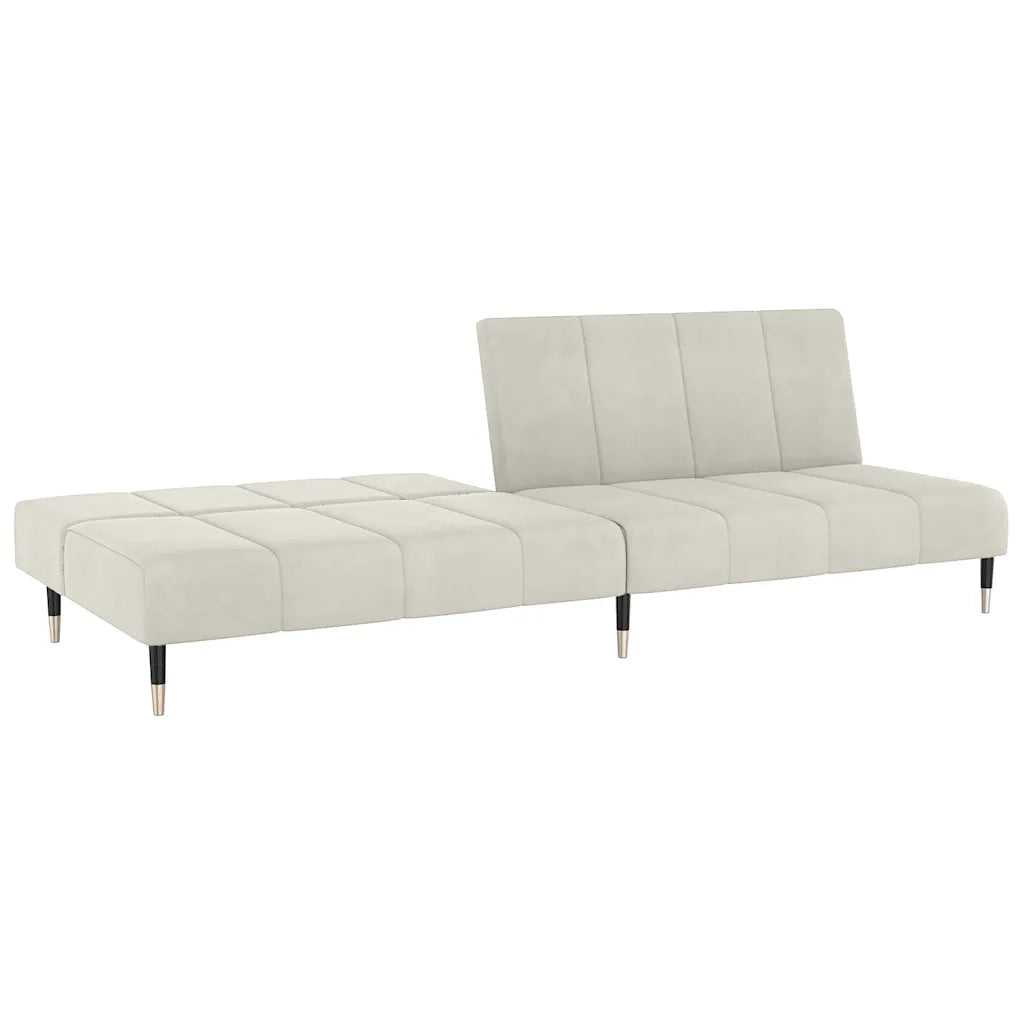Divano Letto a 2 Posti Crema in Velluto 375883