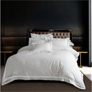 Tessuto per Letto in Cotone Poliestere Effen a Strisce Doppio Bianco/Bianco Luxe