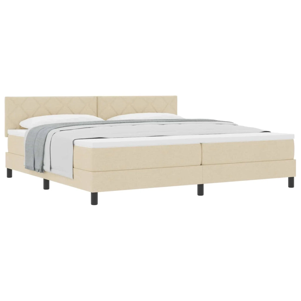 Letto a molle con testiera Crema 200 x 200 cm Tessuto 3338795