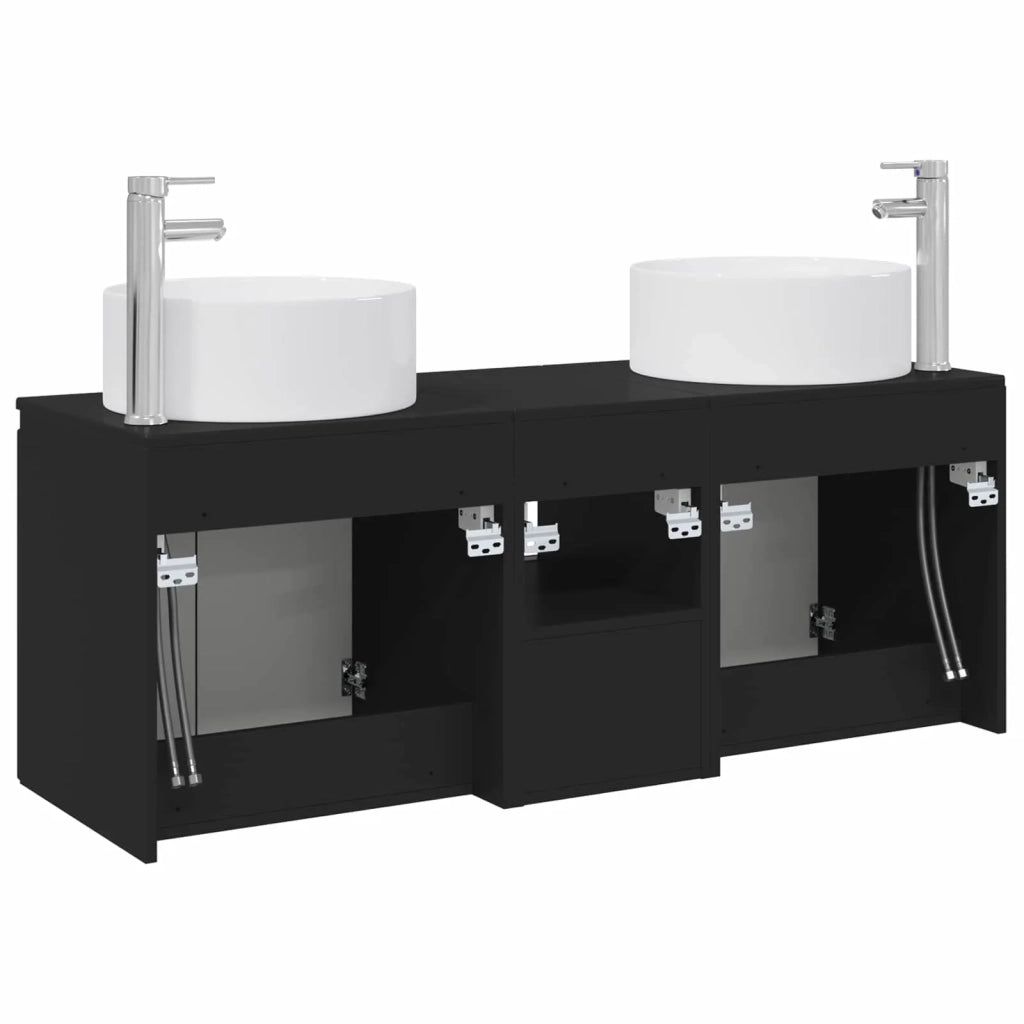 Set di Armadi da Bagno 3 pz Nero 49,5 x 44,5 x 65,5 cm 3405738