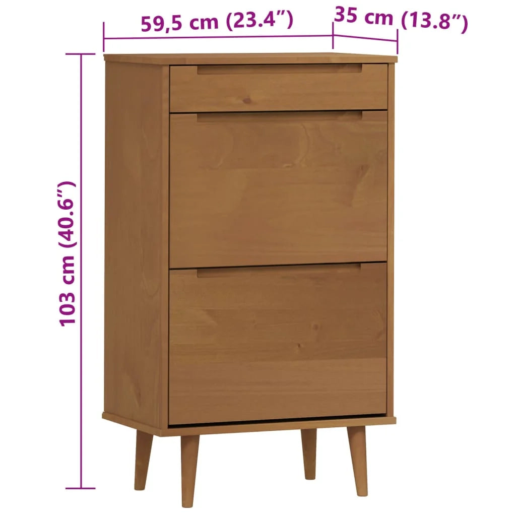 Scarpiera mobiletto portascarpe mobile per ingresso/corridoio/soggiorno 59,5 x 35 x 103 cm legno di pino marrone 02_0021898