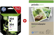 ORIGINAL HP Value Pack nero / differenti colori + Prindo Green Recyclingpapier 500 Blatt 304 ~220 Seiten