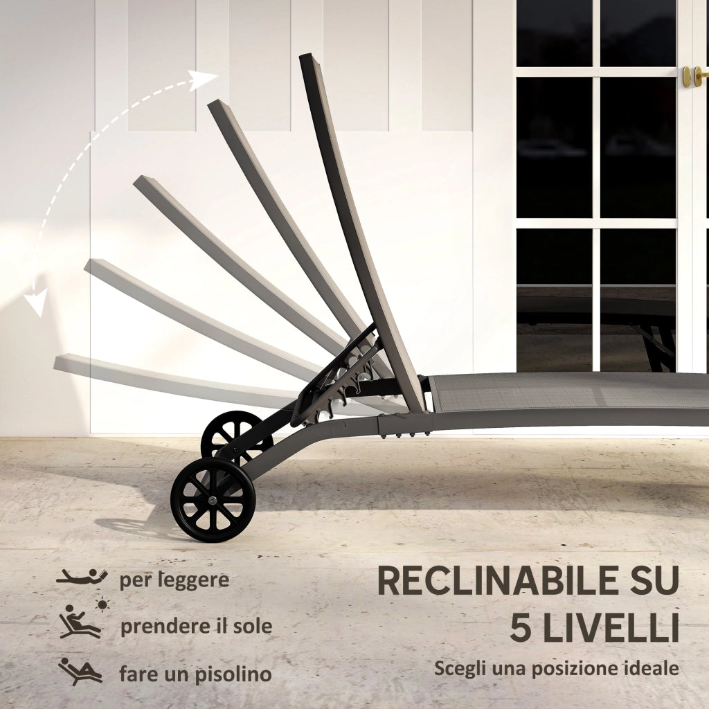 Set 2 Lettini Prendisole ¨C Zephmum ¨C Grigio Scuro, Alluminio, 66x165x102 cm