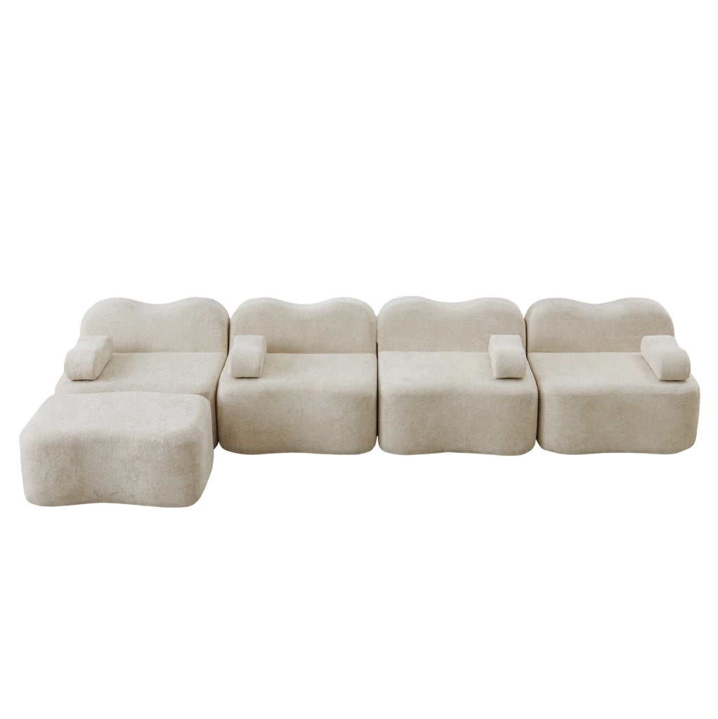 Divano angolare modulare senza struttura; 2-4 posti; in velluto beige