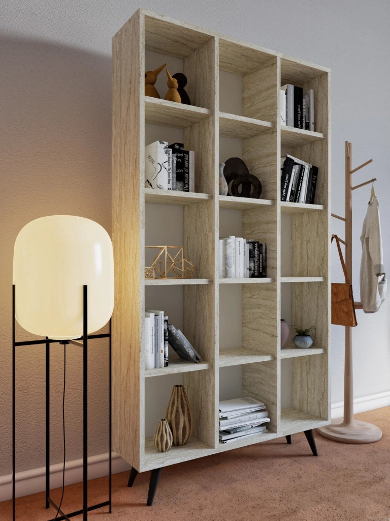 Libreria in legno "Zipa" 100 x 25 x 184 cm - Travertino