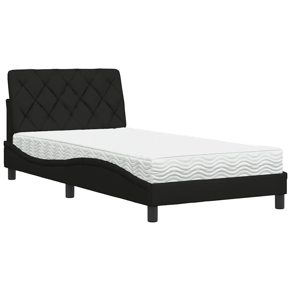 Letto con Materasso Nero 100x200 cm in Tessuto 3310722