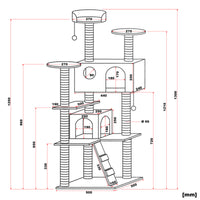 Albero tiragraffi per gatti beige con zampe 130 cm Albero per arrampicarsi Tiragraffi Gatto