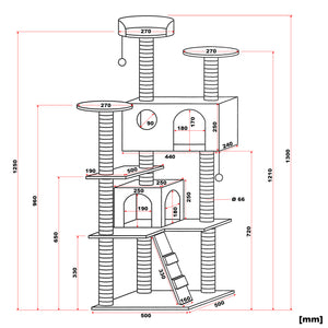 Albero tiragraffi per gatti beige con zampe 130 cm Albero per arrampicarsi Tiragraffi Gatto