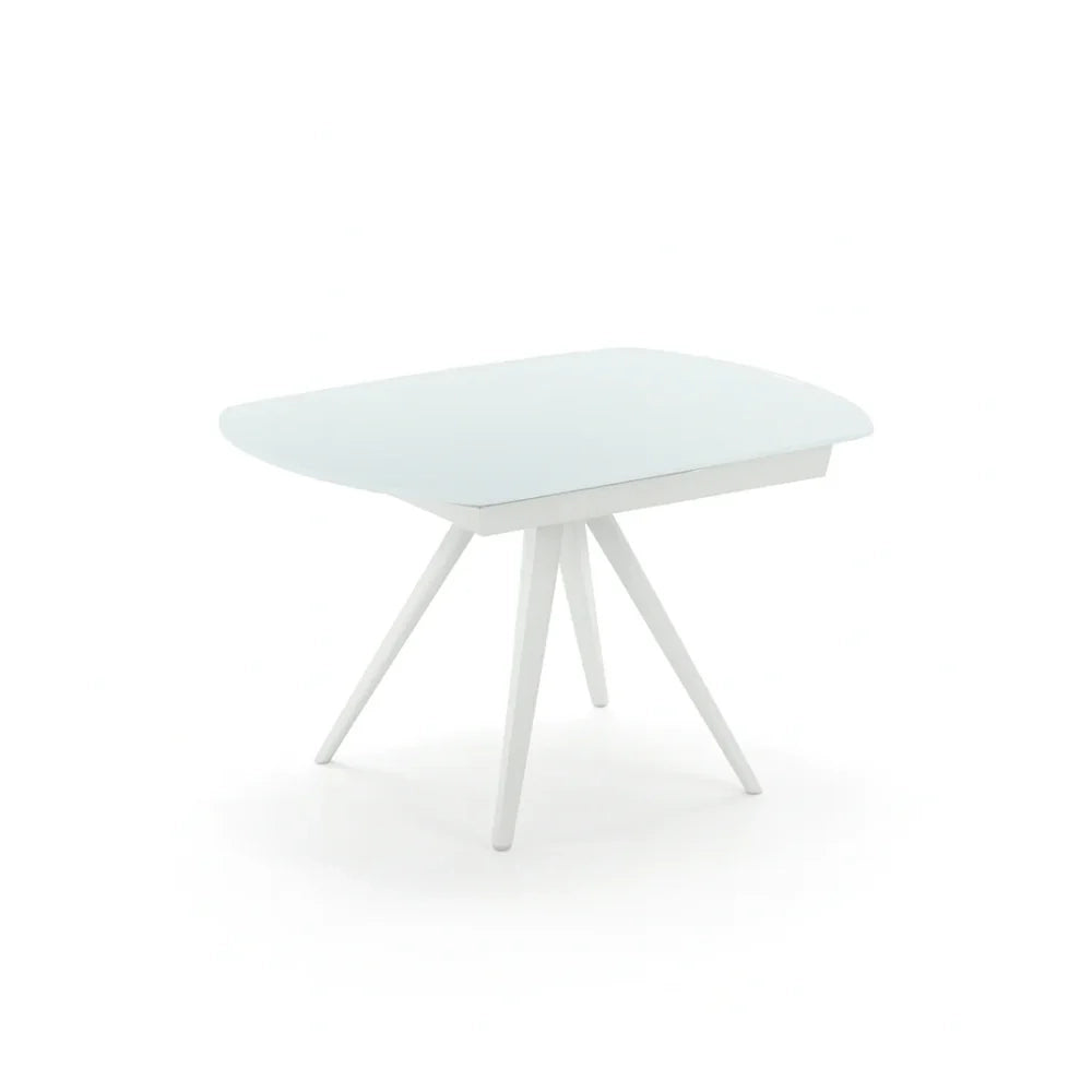 Tavolo da pranzo allungabile in vetro temperato bianco Float 120-180x90 cm fino a 8 posti | Duzzle